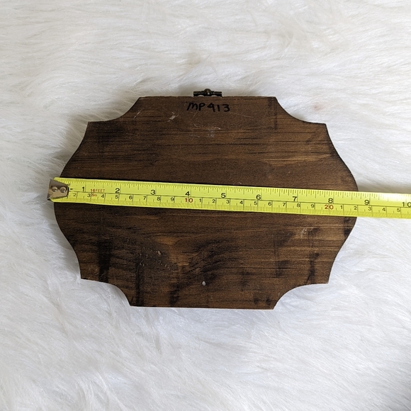 The Original Beaded Glass Plaque Convex Wall Art Train Print On Wood Retro 70s - Picture 7 of 7